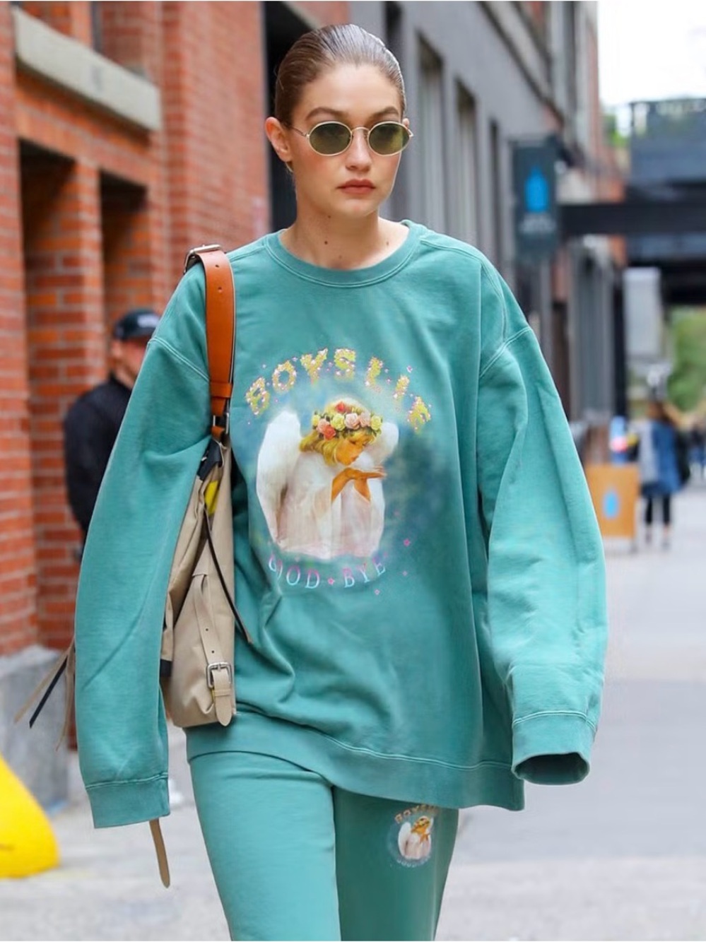 Boys Lie Teal Graphic Oversized Pullover Sweatshirt